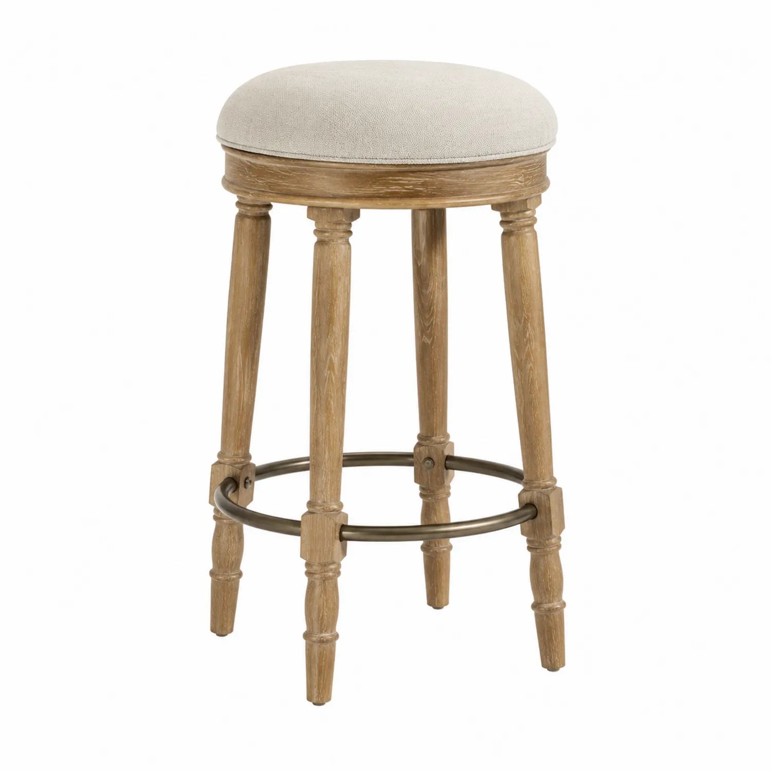 Sgabello da bar in legno tessuto beige altezza 75 cm
