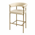 Sgabello da bar in metallo dorato con seduta in tessuto beige