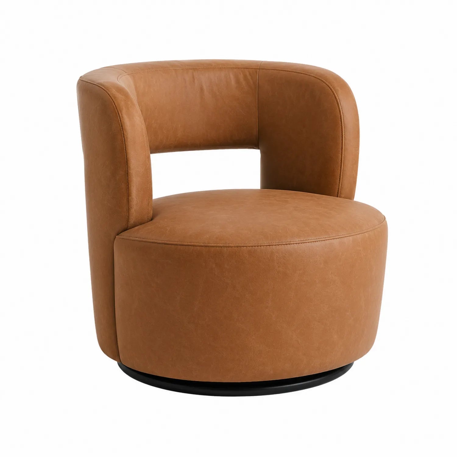 Poltrona girevole in pelle sintetica marrone chiaro