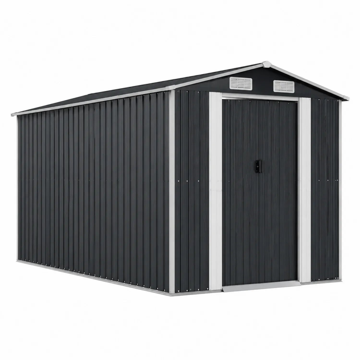 Capanno da giardino in metallo antracite 257x205x177 cm