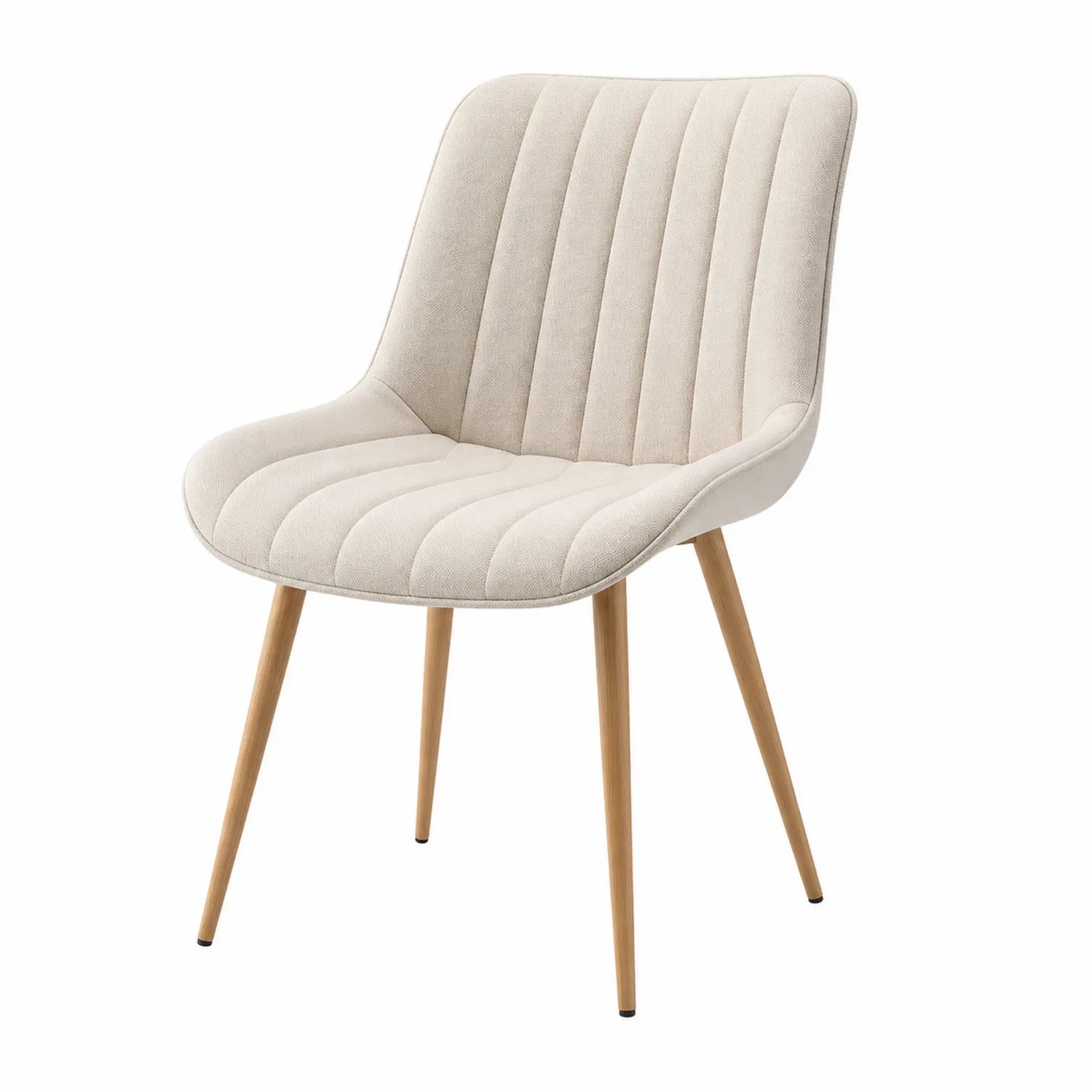 Sedia da pranzo tessuto beige gambe in legno 80x50x55 cm