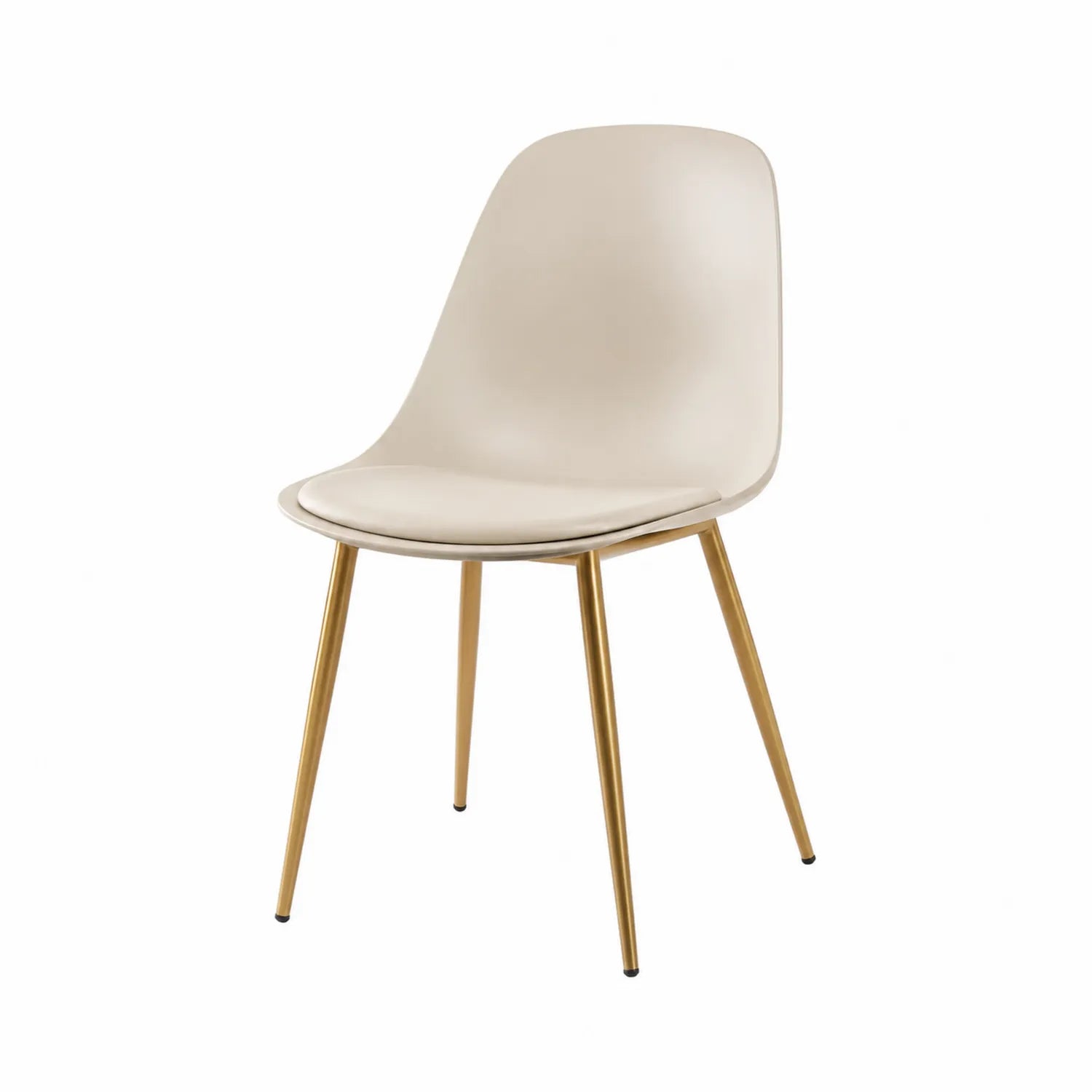 Sedia da Pranzo in Metallo Oro con Seduta in Similpelle Beige