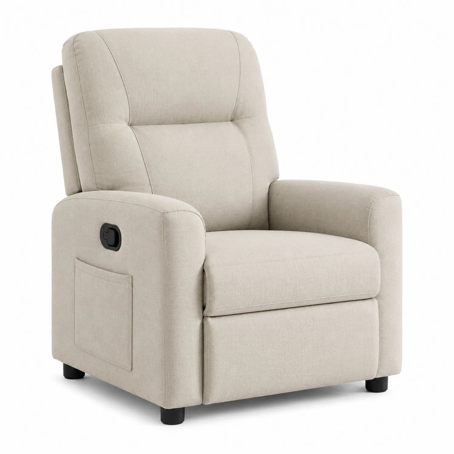 Poltrona Reclinabile in Poliestere Beige con Meccanismo Manuale