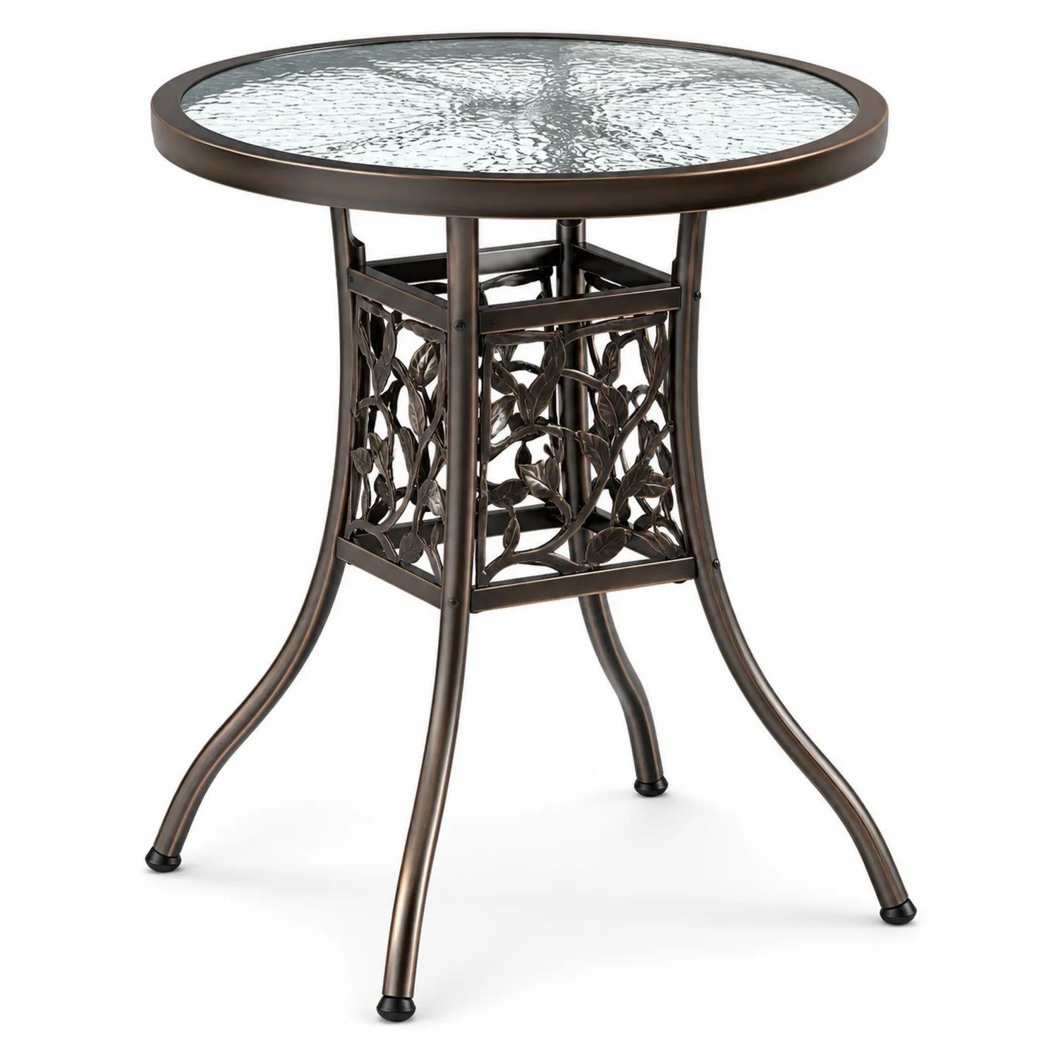 Tavolo rotondo da esterno in alluminio e vetro bronzo Ø60 cm