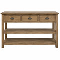 Consolle in Legno con 3 Cassetti e 2 Mensole, Rovere, 120x40x85 cm