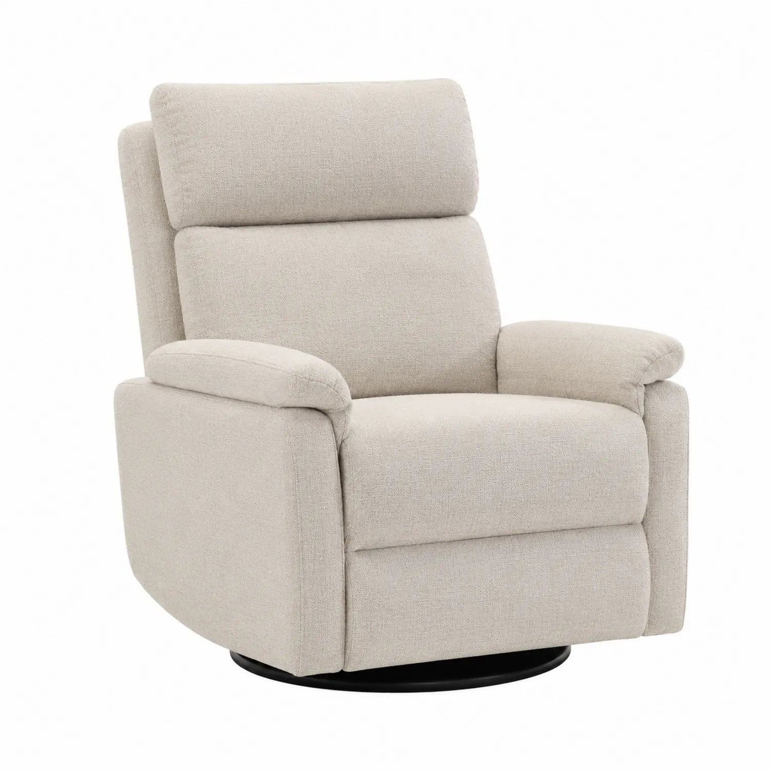 Poltrona reclinabile in tessuto crema con base girevole