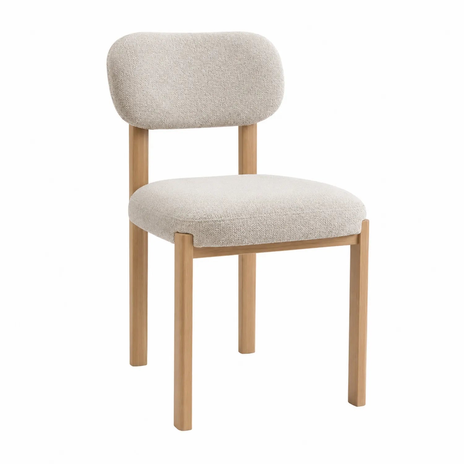 Sedia da pranzo in legno e tessuto beige