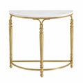 Consolle Semicerchio Marmo Bianco e Metallo Oro 80x38x76 cm