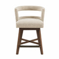 Sgabello da bar in tessuto beige con struttura in legno
