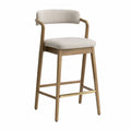 Sgabello da bar in legno con rivestimento in poliestere beige